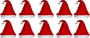 Jamboree Christmas Santa Claus Hat/Santa Claus Cap Merry Christmas Hat Cap for Christmas/Xmas Party Celebration (Pack of 10)