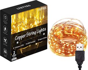 LTETTES 10 Meter 100 Led USB Powered Waterproof Copper Wire Warm White Led Fairy String Lights for Home Bedroom Decorations Lights. Wedding, Diwali, Christmas Tree Lights