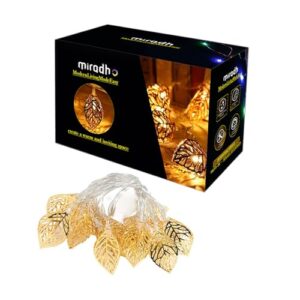 MIRADH String Lights Moroccan Ball Multicolor 11ft 14LED Golden Leaf Fairy String Light Orb Lantern Christmas Lighting for Diwali, Outdoor Garden, Xmas Tree, Party, Home Decoration (Golden Leaf)