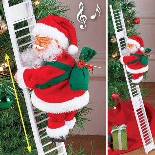 Pepstter® Santa Clause Ladder Plastic Musical Climbing Santa Christmas Xmas Tree Decoration Christmas Tree Hanging Ornaments Toy (Random Color Dispatch) (Latest 2023)