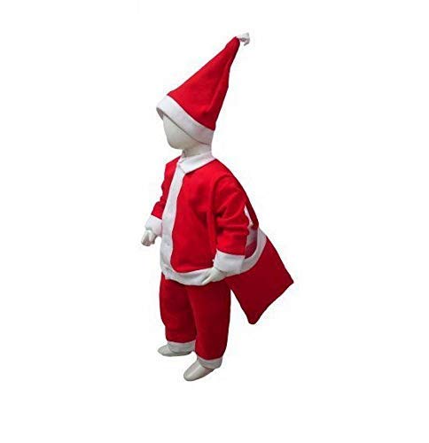 Red Color Kids Special Unisex Santa Claus Dress Costume for Boys Girls Kids (0-12 Months) Red