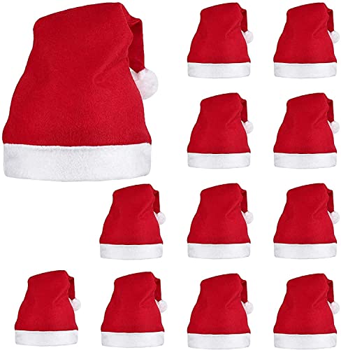 Toyshine 36 Pc Santa caps Red Hat Short Plush with White Cuffs Non-Woven Fabric Christmas Hat Santa Hat for Adults (red)