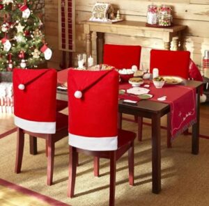 VRB DecTM 6 Pcs Christmas Covers,Christmas Decoration Santa Claus Hat Slipcover Xmas Chair Back Cover for Christmas Dinning Room Xmas Restaurant Hoilday Festival (Chritmas Chair Covers – 6 Pcs)