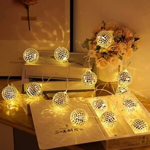 X14STORE Mirror Disco Ball 1 String Lights 16 Led Plug-in Decorative Lights for Diwali, Christmas, Party, Birthday, Wedding Events, Tree/Plant Decorations Indoor Outdoor – Warm White