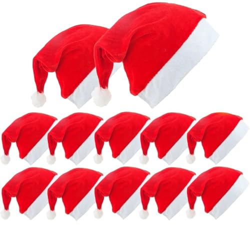 Zest 4 Toyz Christmas Hats, Santa Claus Caps for Kids, Free Size, Xmas Caps ((Pack of 12))