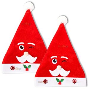 Zest 4 Toyz Santa Cap Pack of 2 Plush Santa Hats Christmas Party Festive Celebration Decorations Accessories